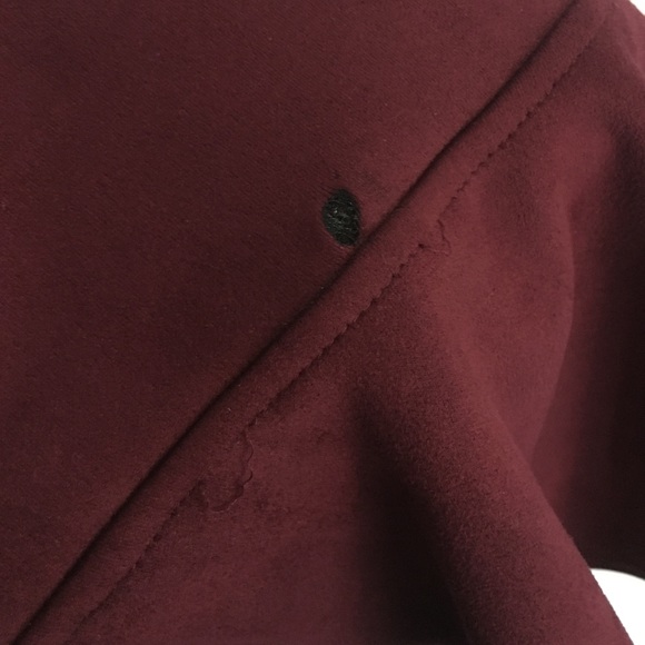 AKIRA Off Shoulder Ruffle Burgundry Dark Red MIDI Bodycon Cocktail Dress Formal - Picture 3 of 5